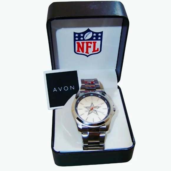 NEW *Dallas Cowboy Men's 3-Hand Analog Watch by Avon Dallas Logo in Padded Case